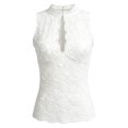 thumbnail image 4 of Rhuody T Shirts For Women Sleeveless Elegant Hollow Lace Front Tank Tops Classic Women Clothing White, 4 of 5