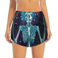 thumbnail image 2 of Susaid Space Skeleton Meditation Print Women's High Waisted Running Shorts Quick Dry Athletic Gym Track Workout Shorts Zip Pocket-Large, 2 of 7