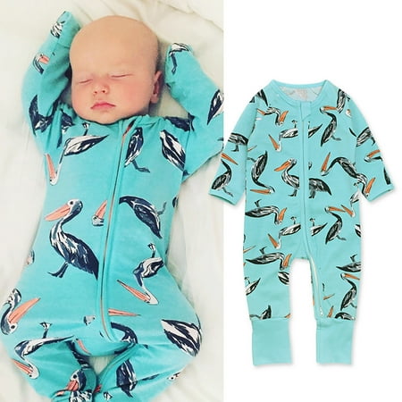 

DENGDENG Baby Unisex Cartoon Romper Long-Sleeve Zipper Outfits Summer Full Infant Toddler Bodysuit