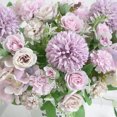 thumbnail image 4 of Decoración floral para el hogar ramo de flores rosas artificiales boda tela de seda nupcial ramo de flores falsas, púrpura claro 3 Piezas Kearding HA6621-01B*3, 4 of 5