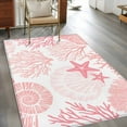 thumbnail image 3 of Coastal Pink Washable Rug 4x6 Area Rug for Living Room Bedroom Non Slip Indoor Floor Rectangle Carpet Soft Low Pile Large Ocean Coral Starfish Shell Modern Sea Entryway Rugs for Dining Room Office, 3 of 9