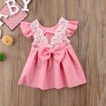 thumbnail image 2 of Vestido Para NiñAs Color SóLido Manga Voladora Encaje Bowknot Vestido De Fiesta Vestido De Princesa XBTCLXEBCO Rosado;12-18Meses, 2 of 6