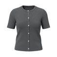 thumbnail image 5 of Lixiuxyad ‌Women's Ribbed Knit Cardigan Short Sleeve Open-Front Button-Up Summer Knit Tops,Gray, 5 of 5