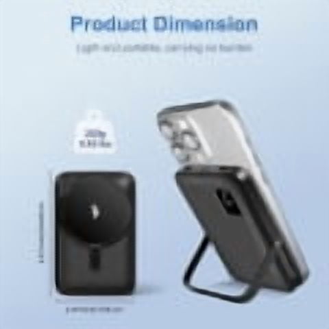 Magnetic Power Bank, 10000mAh Wireless Portable Charger with Foldable Stand, Magnetic Battery Pack with LED Display, 20W PD Fast Charging Compatible with iPhone 17 16 15 14 13 12, Black