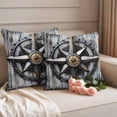 thumbnail image 2 of Vintage Coastal Outdoor Waterproof Pillow Covers, Nautical Ocean Summer Beach Compass Decorative Square Throw Pillowcase Sofa Cushion Sham for Patio/Couch/Chair, 18"x18" 2 Pack, 2 of 8