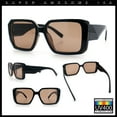 thumbnail image 2 of Womens Diamond Bevel Rectangle Classy Plastic Designer Fashion Sunglasses [All Brown], 2 of 7