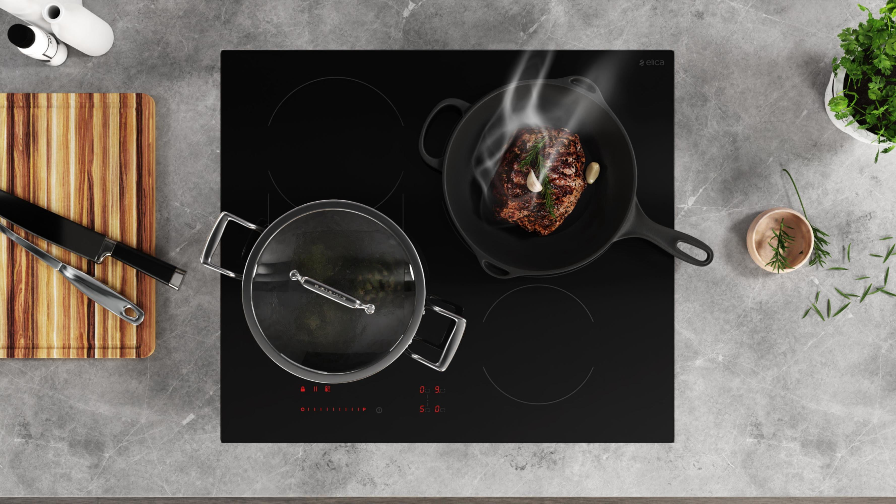 Elica Eiv424 Volta Series 24" Wide 4 Burner Induction Cooktop - Black