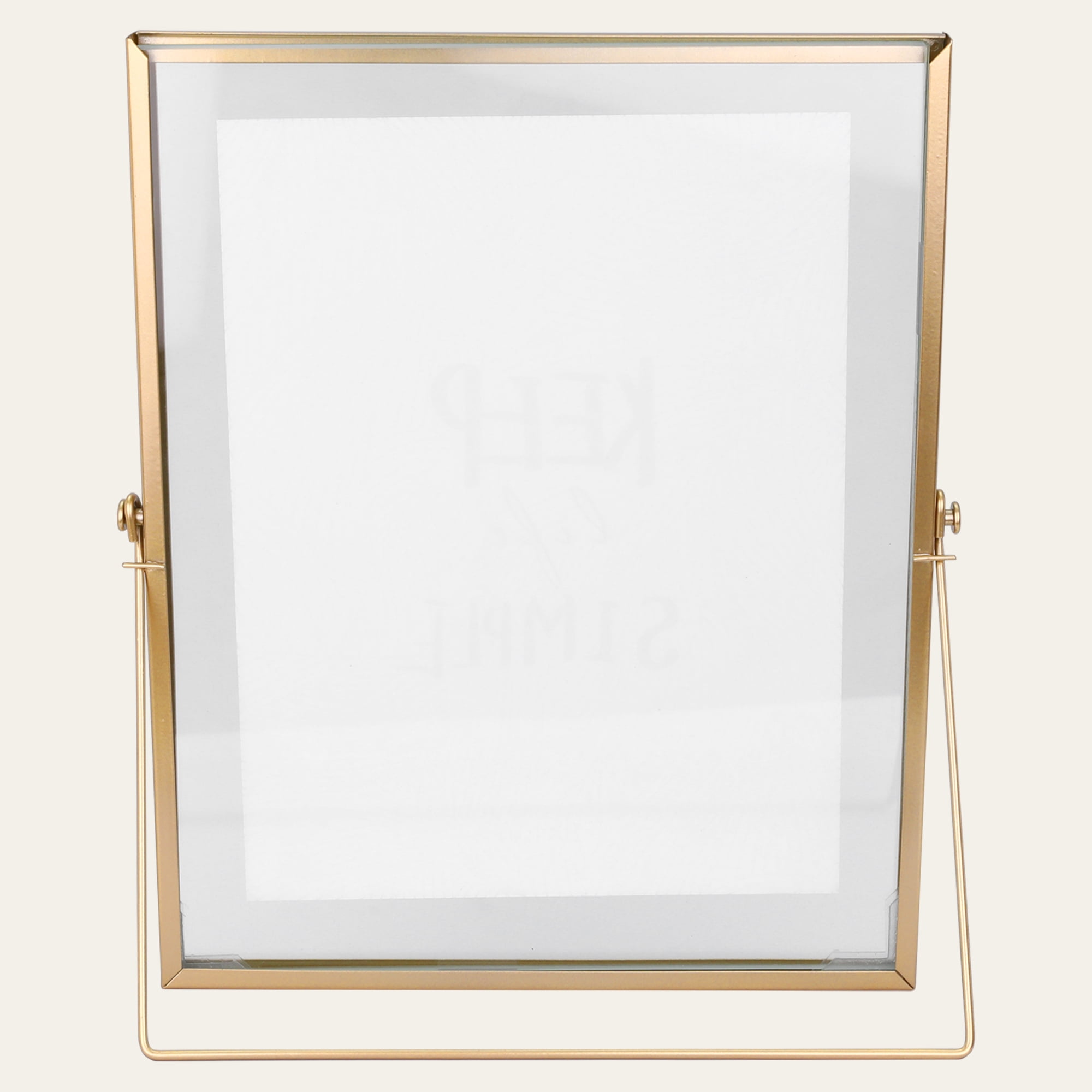 Unique Bargains Floating Frame Picture Frames with Glass Cover Gold 4x6