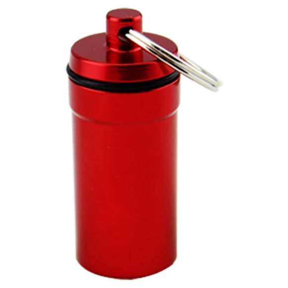 Caja de pastillas a prueba de agua Soidarity Llavero contenedor botella de medicina de aleación de aluminio Rojo 48 mm * 17 mm