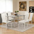 thumbnail image 2 of Ktaxon 53" Modern Dining Table for 6, Rectangle Glass Kitchen Table Dinner Breakfast Table for 6 Person with Metal Legs, Sliver, 53.1" x 27.6" x 29.5", 2 of 6