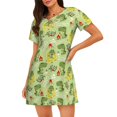thumbnail image 4 of Salouo Cute Dinosaurs Cartoon Print Short Sleeve Sleepshirt for Womens Comfy Nightgown Scoopneck Cute Nightdress Ruffle -Large, 4 of 7
