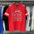 thumbnail image 1 of Hermosa y ligera camiseta de lujo con estampado de letra 22 de AMIRI 2024SS, camiseta informal de manga corta de algodón puro de doble hilo de alta calidad para hombres y mujeres, 1 of 3