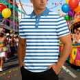thumbnail image 2 of Men'S Polo Shirts Short Sleeve Knit Stripe Casual Summer Fit Business Leisure Male Tshirts, 2 of 6