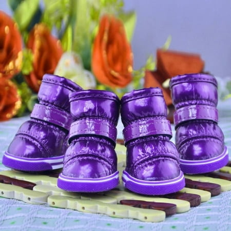 4 Pcs/Sets Puppy Snow Boots Pet Dog Winter Warm Shoes Waterproof Slip-Resistant Teddy Dog Shoes Pets Boots