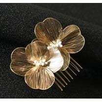 ERDOUY Bridal Flower Wedding Hair Pins Crystal Pearl Hair Combs Clips Headpiece Gold Wedding Hair Accessories Jewelry with Rhinestone for Brides Bridesmaids Women Girls (Gold)