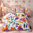 thumbnail image 2 of Manfei Colorful Flowers Quilt Full 3-Piece,Watercolor Floral Leaves Full Bedspread Sets,1 Coverlet and 2 Pillowcases, 2 of 7