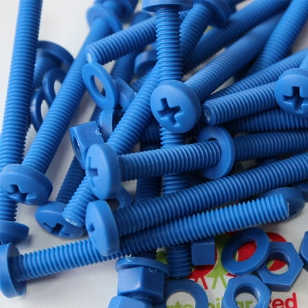 

20x Blue Pan Head Polypropylene (PP) Nuts Bolts Washers M6 x 60mm
