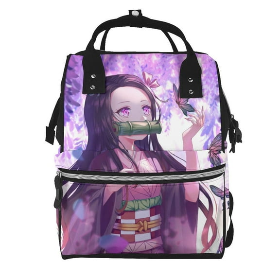 Unisex Anime Demon Slayer Backpack Tanjiro Adjustable Multi-functional Lightweight Large Capacity Leisure Bag