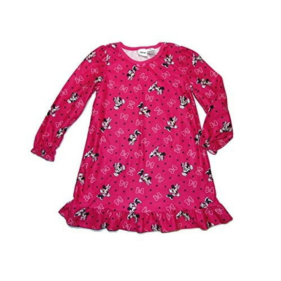 Minnie Mouse Girl's Pink Polka Dot Bows Flannel Nightgown, Gown, Size 4T