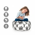 thumbnail image 2 of Tattoo Storage Toy Bag Chair, Pattern with Sea Turtles in Maori Style Polynesian Swirly Motifs, Stuffed Animal Organizer Washable Bag, Large Size, Black White, by Ambesonne, 2 of 3
