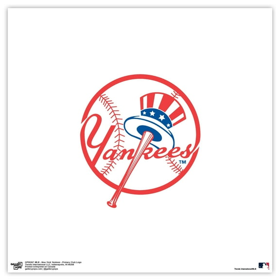 Gallery Pops MLB New York Yankees - Primary Club Logo Wall Art, Unframed Version, 12" x 12"