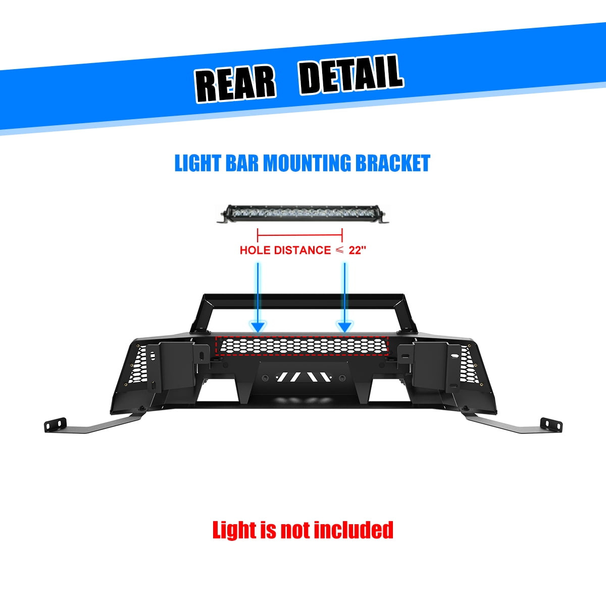 Heavy Duty Steel Front Bumper for Ford Ranger 2019 2020 2021 2022 2023,Front Bumper with Bull Bar,Black Powder Coated