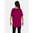 thumbnail image 5 of Time and Tru Women's Crewneck Tunic Tee with Short Sleeves, Sizes XS-XXXL, 5 of 5