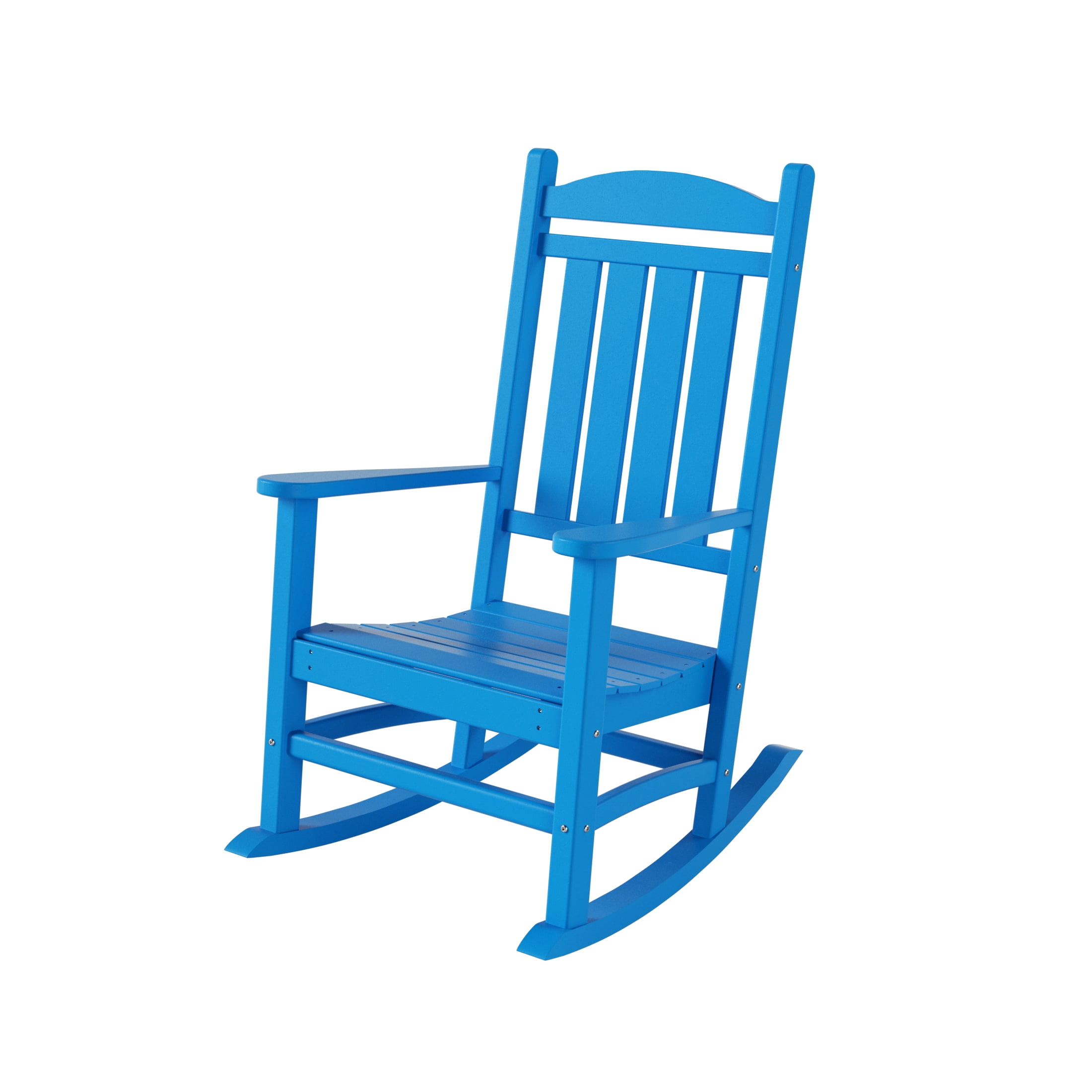 GARDEN Set of 2 Classic Plastic Adirondack Porch Rocking Chairs, Pacific Blue