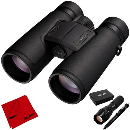 Nikon 16767 Monarch M5 8X42 Binoculars with 8x Magnification Power Bundle with Deco Gear Tactical Flashlight and Tactical Pen Set with Water/Shockproof Case and 6 x 6 inch Microfiber Cleaning Cloth