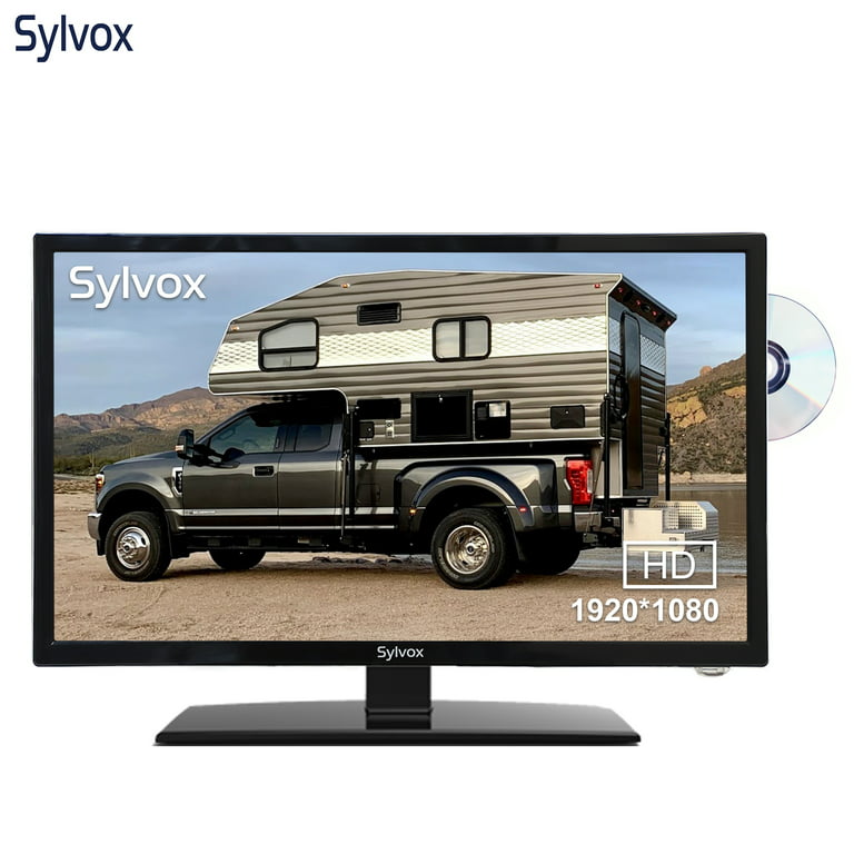SYLVOX TV de 27 pulgadas de 12/24 voltios, TV Full HD RV TV, 1080P,  reproductor de disco de video digital integrado y radio FM, para el hogar