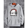 thumbnail image 3 of Ghost Wearing Headphones Print Hoodie, Sudaderas Con Capucha Para Hombres, Sudadera Con Capucha Casual Para Hombres Con Diseño Gráfico Y Bolsillo Canguro Para Primavera Y Otoño, Como Regalos, 3 of 4