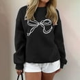 thumbnail image 2 of Holzkary Oversized Sweatshirt for Women Crewneck Bow Print Long Sleeve Pullover Hoodies Tops Fall Fashion Outfits Clothes 2025 Bow Graphic Sweatshirts Pullover Sweatshirts Pullover Tops Black Xl, 2 of 5