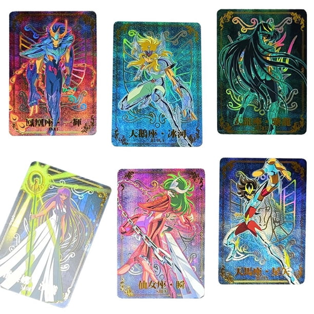 Juego de cartas flash de Saint Seiya, cartas raras de Athena, Shiryu, Hyoga, Ikki, colección de tarjetas de Anime, regalos para amigos, 6 piezas por juego Fivean unisex
