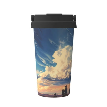 

Matuu Western Desert Cloud Cowboy for Insulated Coffee Mug Reusable Travel Coffee Cup Spill Proof 16oz Stainless Steel Coffee Cups for Hot/Ice Coffee Tea