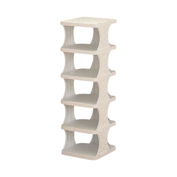 Zapatero de plástico sencillo de 6 niveles, organizador multifuncional para el hogar, ideal para entrada, dormitorio y apartamento de alquiler. Diseño compacto con hebilla de conexión, fácil de insta