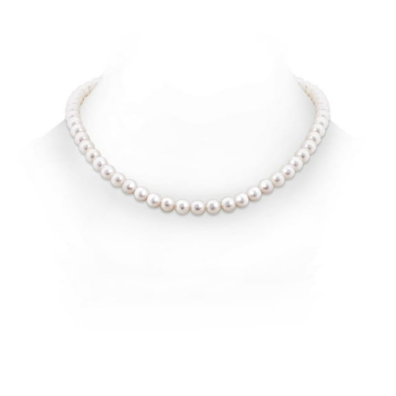 ANGARA 18" Freshwater Cultured Pearl Princess Necklace in 14K White Gold for Women | June Birthstone, Birthday, Anniversary, Jewelry Gift for Women | Pearl Necklace