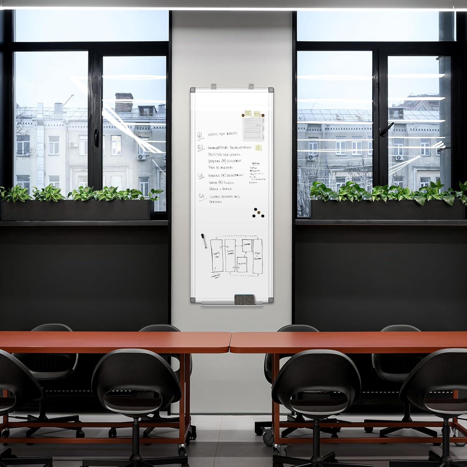 36" x 12" Magnetic White Board, Long Whiteboard Wall Hanging Vertical Board, to-do List Narrow Mini Small Portable Dry Erase Board for Walls