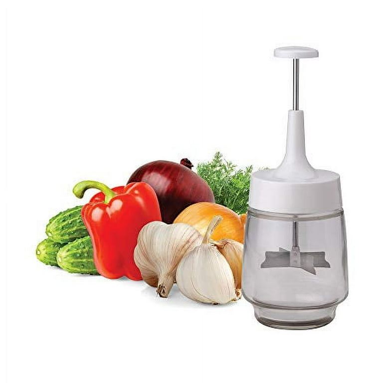 HULISEN Plain Edge Food Chopper, 3 Inch Manual Hand Chopper Dicer,  Stainless Steel Round Handheld Food Cutter with Grip Handle, Chop Cabbage,  Boiled