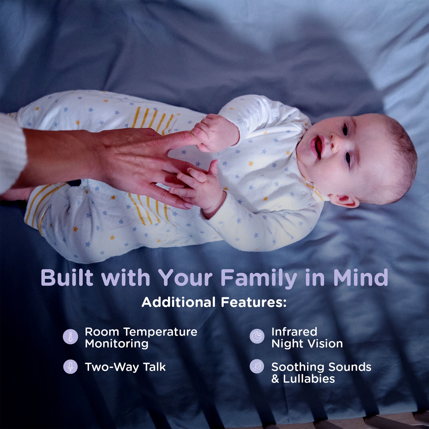 Hubble Connected Nursery Pal Glow+ Twin with 2 Cameras, HD Color Screen, and Hubble Grip in White