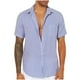 thumbnail image 2 of Blusa y camisa de manga corta con cuello vuelto para hombre, blusa informal de moda con botones y retazos, blusa de manga corta con cuello alto, blusa de poliéster para hombre, 2 of 6