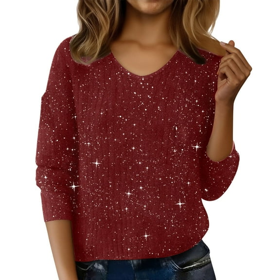 Sweaters for Women Winter V Neck Real Sequin Glitter Knitted Womens Clothes