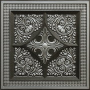 Dundee Deco's Rustic Antique Silver Floral Glue Up/Drop In Ceiling Panels, 2 ft. X 2 ft. (4 sq ft.) each, Pack of 25