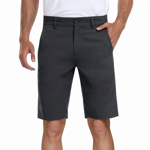 PULI Men’s 10" Golf Shorts Dress Casual Summer Flat Front Lightweight Travel Shorts with Pockets