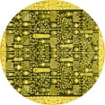 thumbnail image 1 of Ahgly Company Indoor Round Oriental Yellow Traditional Area Rugs, 3' Round, 1 of 4