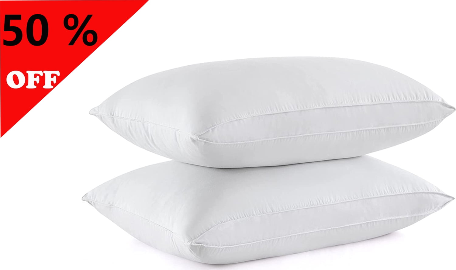 Damome Goose Feathers Down Pillows for Sleeping(2  Pack),King(20inx36in)-White Bed Pillow Inserts,100% Cotton Cover,Sleeping  Pillows for All Sleepers