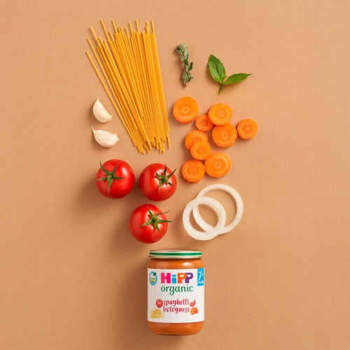 HiPP Organic Spaghetti Bolognese Baby Food Jar 7+ Months 190g, British Import (Pack of 2)
