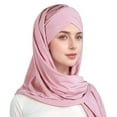 thumbnail image 2 of AWZXDE Women's Head Cover Scarf with Cap and Cross Front Tie, Solid Color Head Wrap for Women, Breathable Protective Scarf for Outdoor Pink, 2 of 3