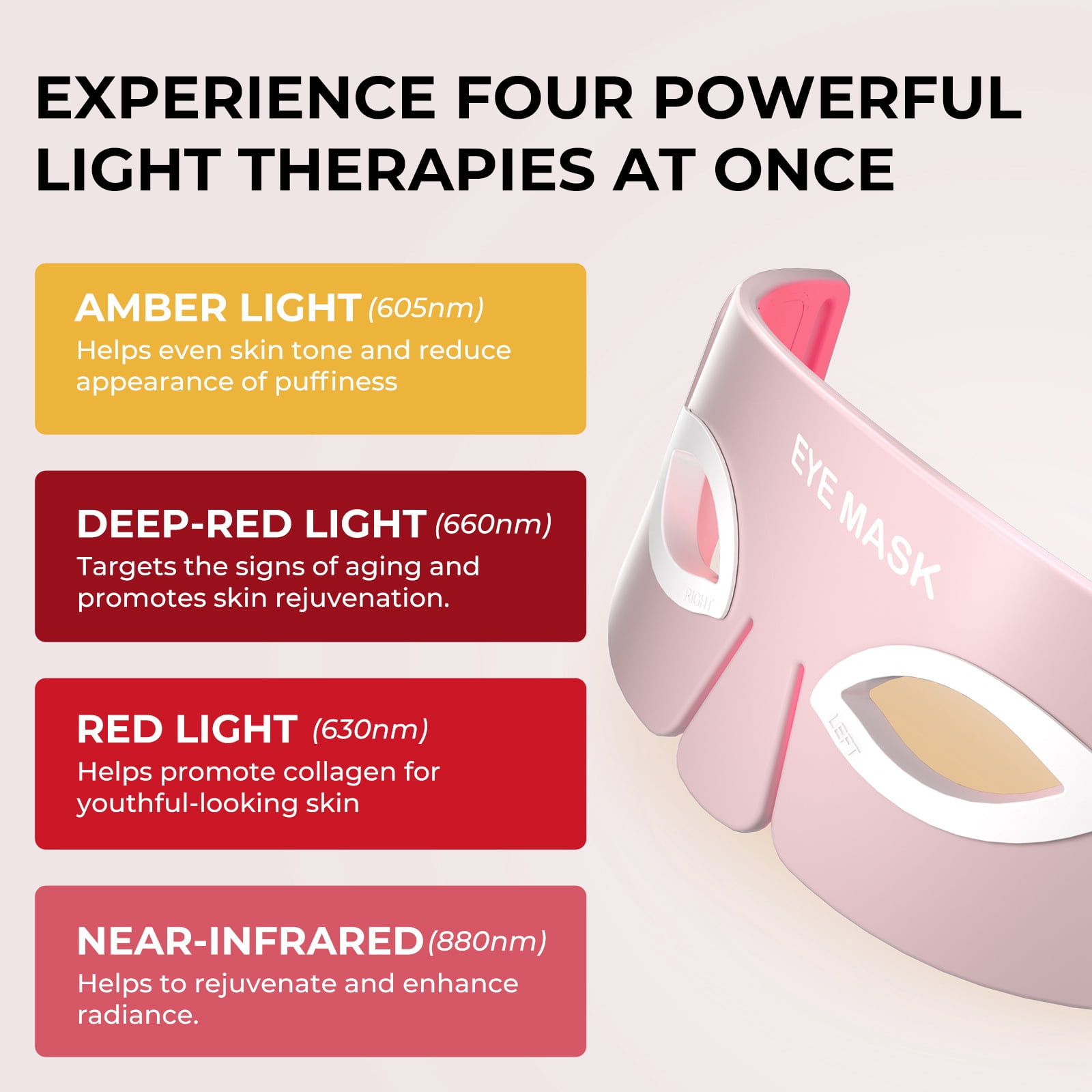 Red Light Therapy Eye Mask, Eye Massager for Dark Circles, Tired Eyes, Eye Wrinkles & Eye Bags, Soft Silicone for Anti-Aging