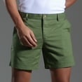 thumbnail image 4 of Men Shorts Solid Fashion Button Zipper Sports Elastic Mid-waist Lace-up Shorts Casual Shorts for Men Green L, 4 of 7