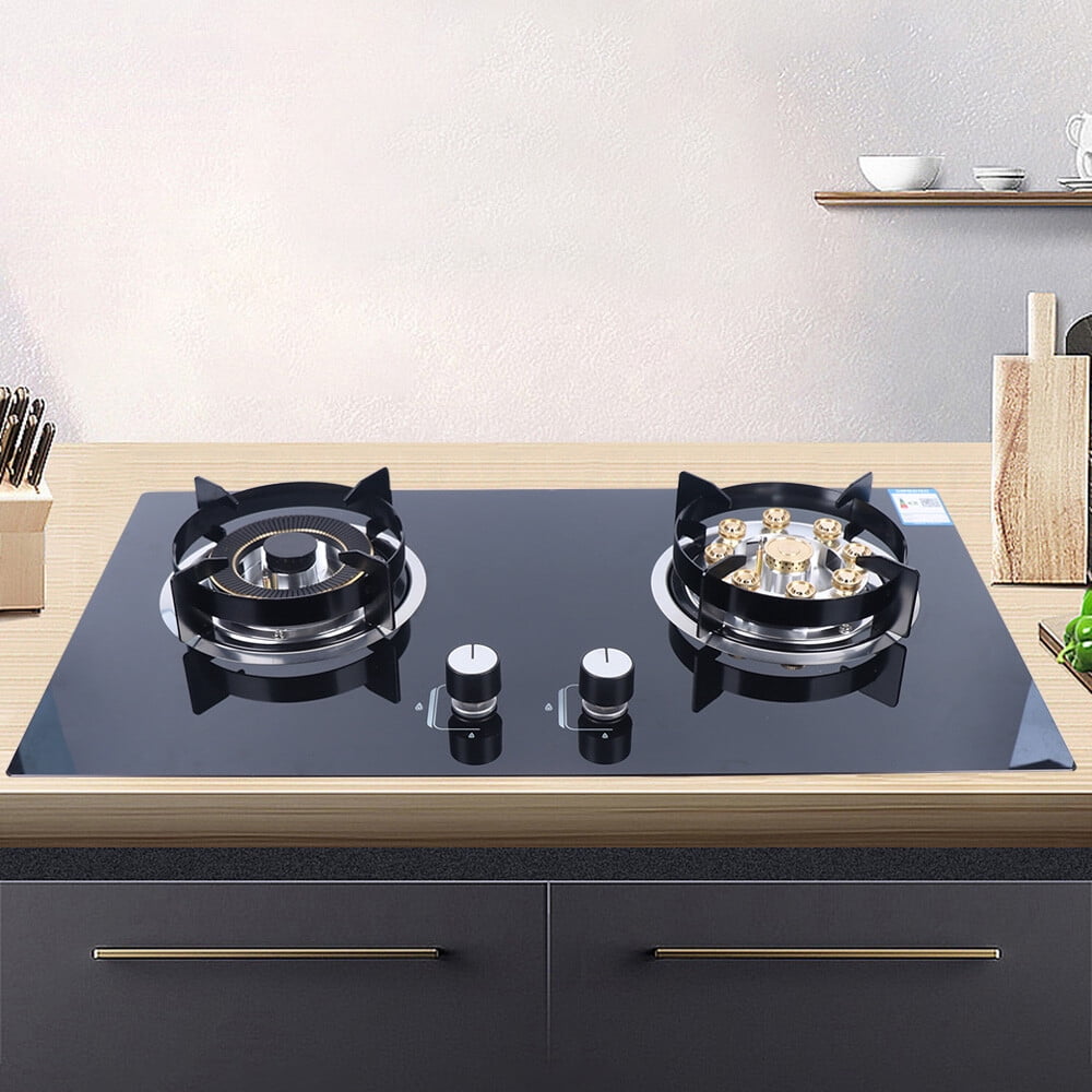 2-Burner Natural Gas Stove, Built-in Gas Cooktop Stove for Home Kitchen